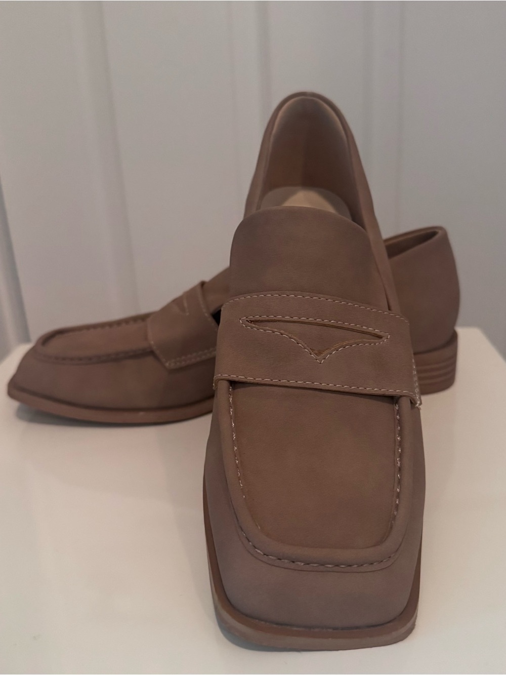 Women’s  Taupe Slip-On Penny Loafers — Classic Casual Style size 7.5